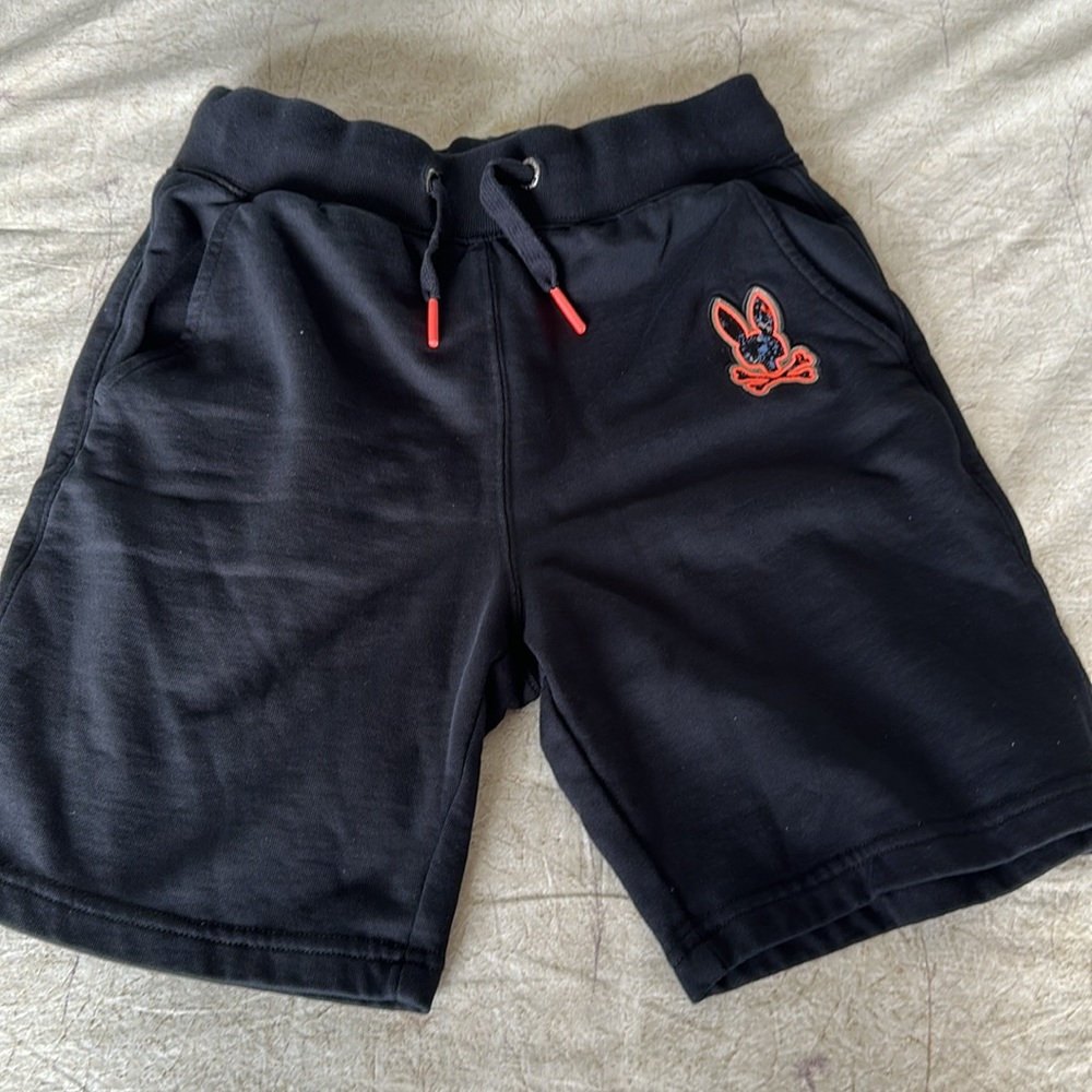 Psycho Bunny Shorts, kids M, black/neon logo